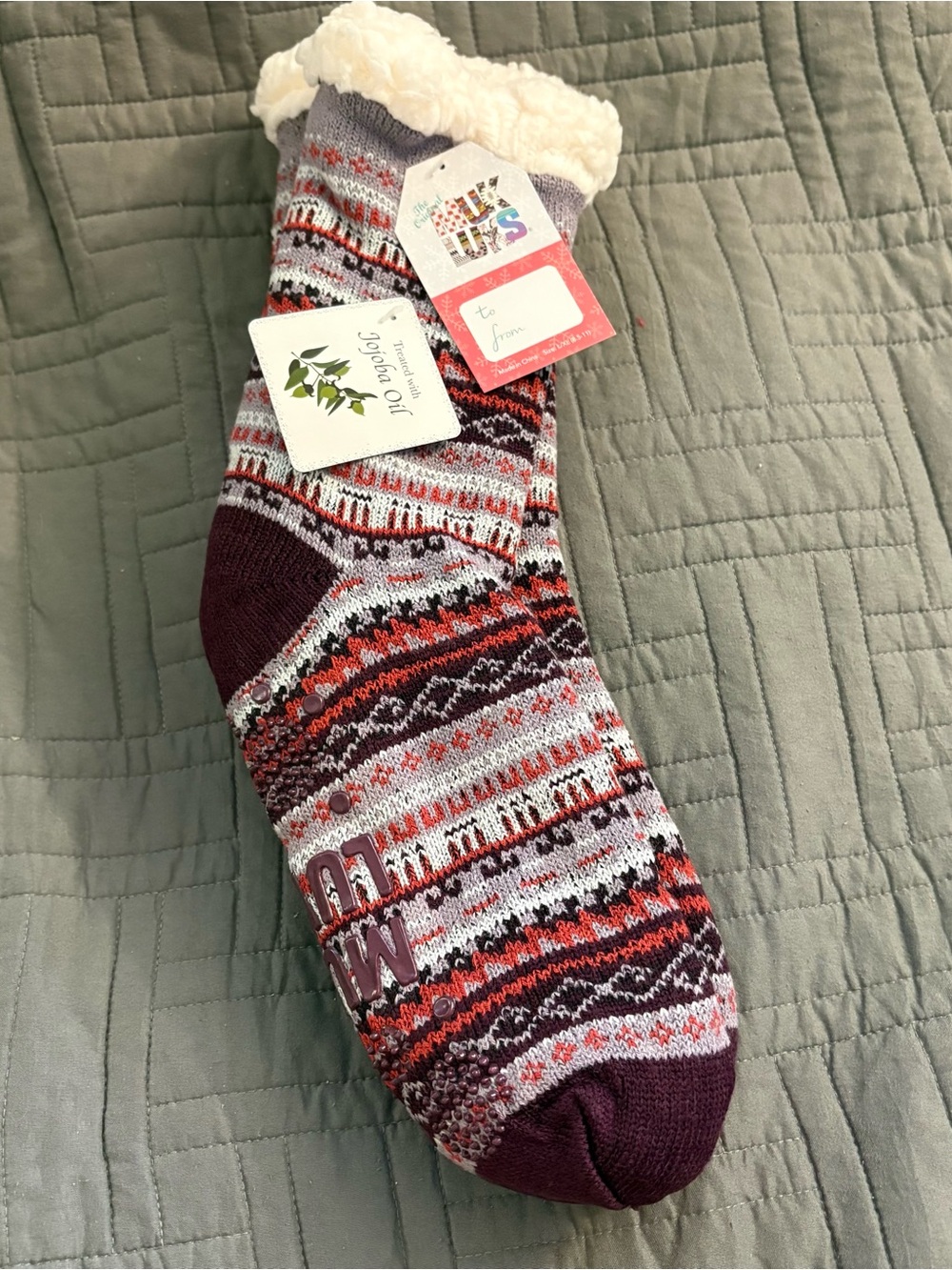 MUK LUKS Womens Cabin Socks FairIsle Purple